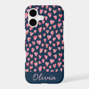 Motif de cœur rose bleu mignon personnalisé avec n