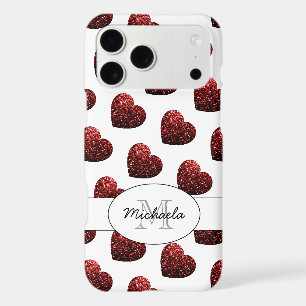 Motif de cœurs en paillettes rouges monogramme bla