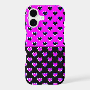 Motif de coeurs noirs et roses