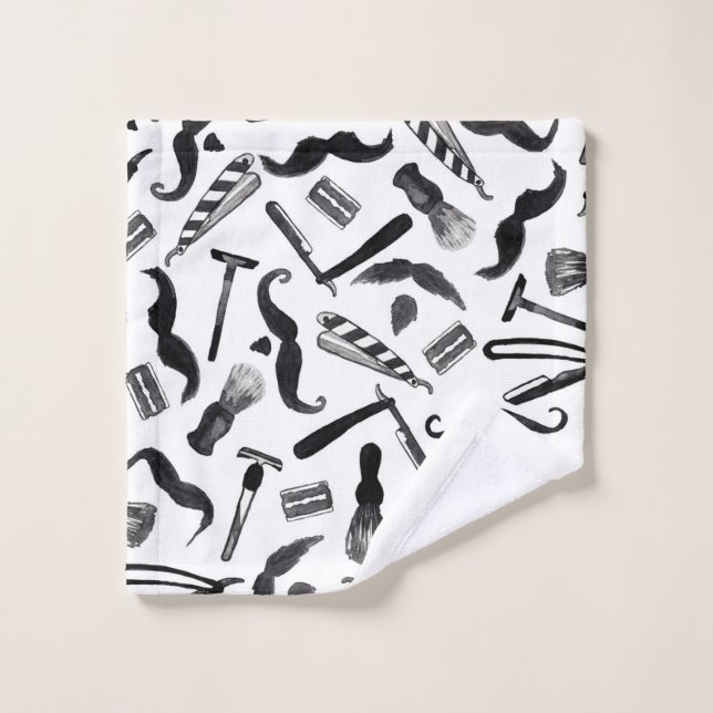 Motif de coiffeur d'aquarelle de rasoir de rasoir (Gant de toilette)