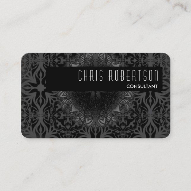 Motif de coin arrondi Carte de visite gris noir (Devant)