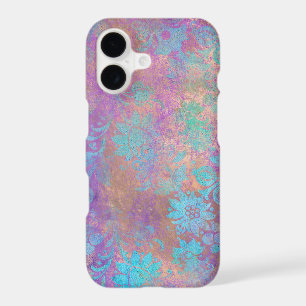 Motif de colibri floral argenté sur monogramme ble