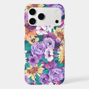 Motif de collage de fleurs jaune et violet clair