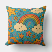 Motif de Coussin avec une Esthétique Rétro Mignonn