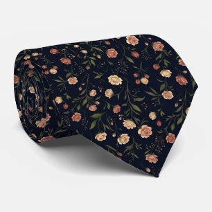 Motif de cravate fleurie vintage élégant bleu mari