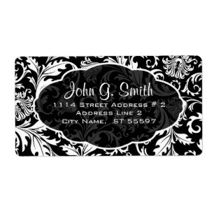 Motif de Damas florales noir et blanc -Modèle