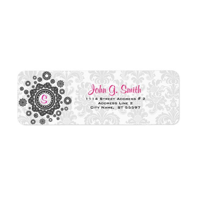 Motif de Damas florales noir et blanc -Modèle 8 (Devant)