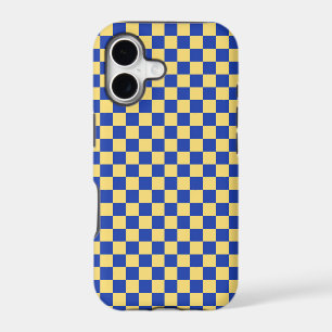 Motif de damier jaune beurre et bleu