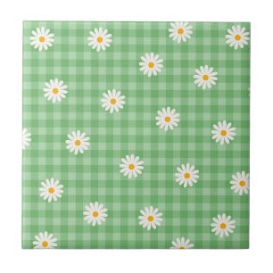 Motif de  de Fleur En vichy à carreaux verts