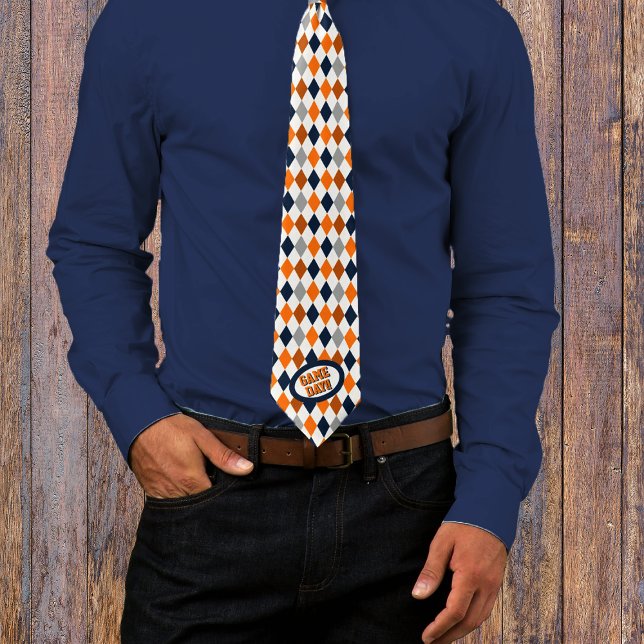Motif de  de Jour Orange & Navy Jacquard Cravate (Créateur téléchargé)