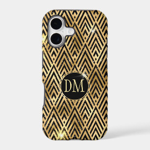 Motif de diamant géométrique noir or Monogramme