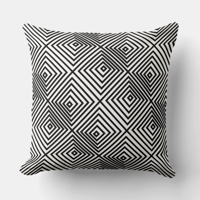 Motif de diamant imbriqué noir et blanc - Oreiller (Recto)