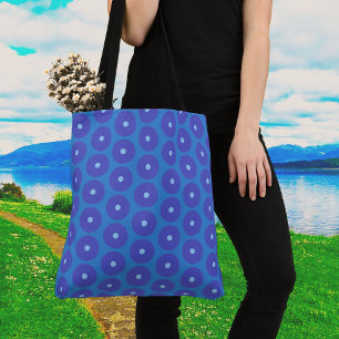 Motif de disques bleus sur un grand sac à épaule