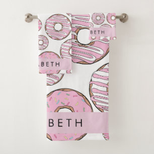 Motif De Donuts, Donuts Roses, Glace, Votre Nom