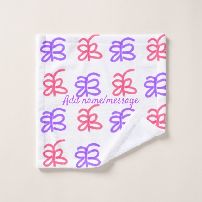 Motif de doodle de papillon rose violet ajouter le (Gant de toilette)
