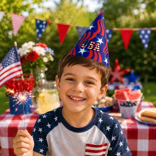 Motif de drapeau abstrait avec chapeau de fête tex