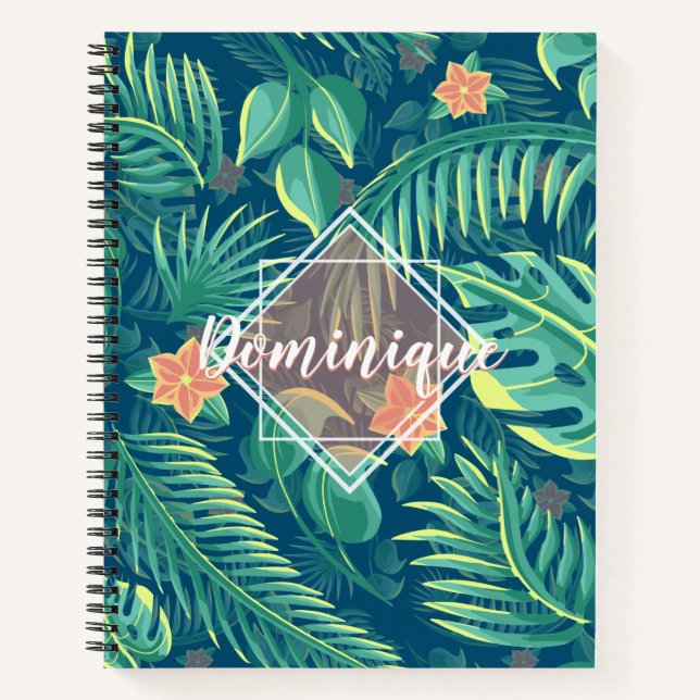 Motif de feuillage tropical Carnet personnalisé (Devant)