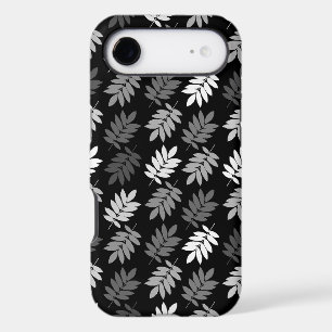 Motif de feuille aînée noir blanc gris