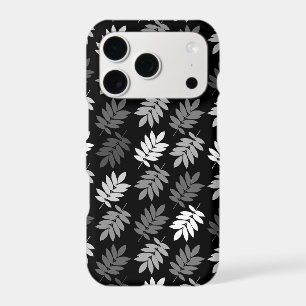 Motif de feuille aînée noir blanc gris