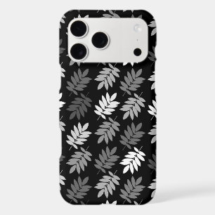 Motif de feuille aînée noir blanc gris