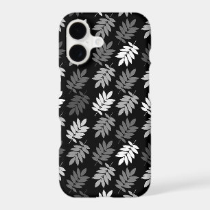 Motif de feuille aînée noir blanc gris