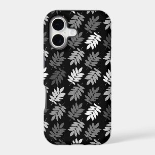 Motif de feuille aînée noir blanc gris