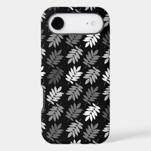 Motif de feuille aînée noir blanc gris