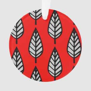 Motif de feuille de hêtre - Rouge, noir et gris / 