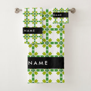 Motif de feuille, Feuilles vertes, Votre nom