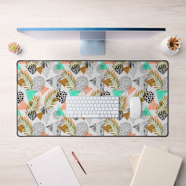 Motif de feuille géométrique Tropical Abstrait (Bureau 1)