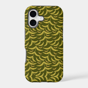 Motif de feuille jaune sur fond vert foncé