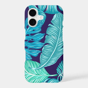Motif de feuilles bleues vertes tropicales