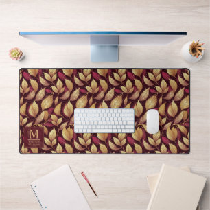 Motif de feuilles d'automne pailleté or marron rou