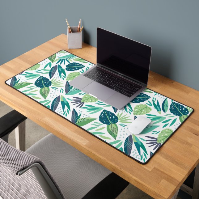 Motif de feuilles vertes et blanches (Bureau 2)
