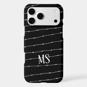 Motif de fil barbelé noir et blanc cool Monogramme