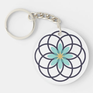 Motif de fleur en acrylique turquoise et bleu mari