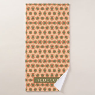 Motif de fleur rétro orange et vert personnalisé