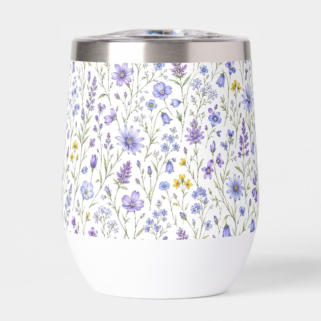 Motif de fleur sauvage à l'aquarelle bleu violet j (Avant)