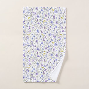 Motif de fleur sauvage aquarelle bleu violet jaune