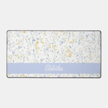 Motif de fleur sauvage bleue et jaune avec nom per