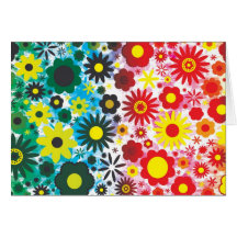 Motif de fleurs 60s vert rouge psychédélique