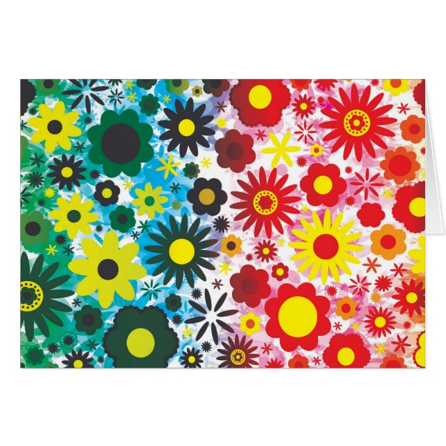 Motif de fleurs 60s vert rouge psychédélique (Devant horizontal)