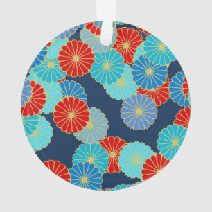 Motif de fleurs Art Déco - bleu, turquoise et roug