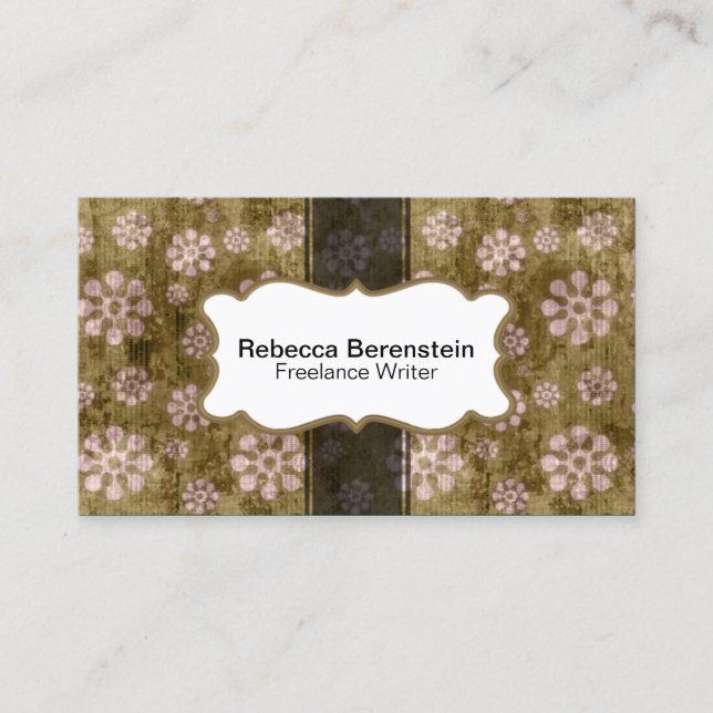Motif de fleurs de grunge Carte de visite rétro (Devant)