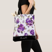Motif de fleurs pourpre avec le sac fourre-tout à