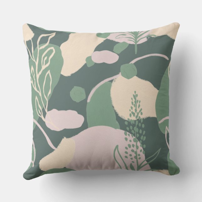 Motif de fleurs sauge vert lance oreiller (Verso)