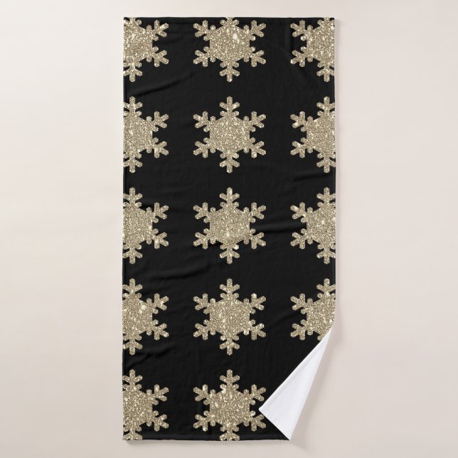 Motif de flocon de neige d'or noir élégant élégant (Serviette de bain)