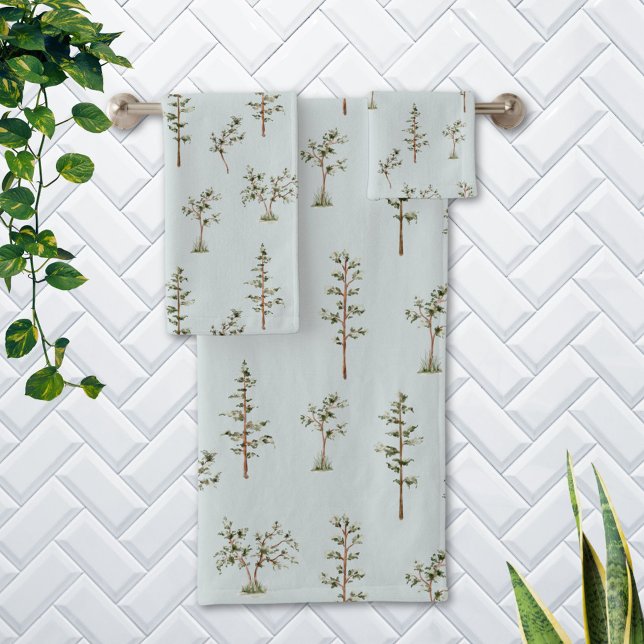 Motif de forêt d'arbres verts (In situ Bathroom wall)