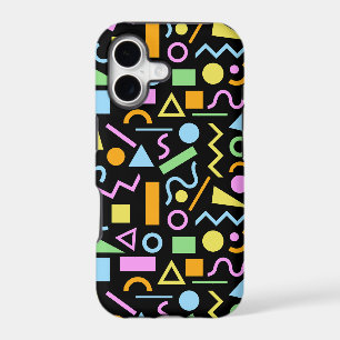Motif de forme de style années 80 couleur sur noir