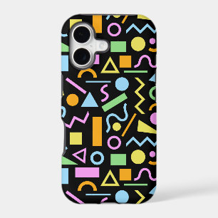 Motif de forme de style années 80 couleur sur noir